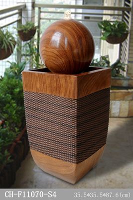 Air Mancur Rotan Ellipse Base Wood Effect pemasok