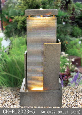 46 Inch Garden Sandstone Outdoor Fountain Dengan Lampu pemasok