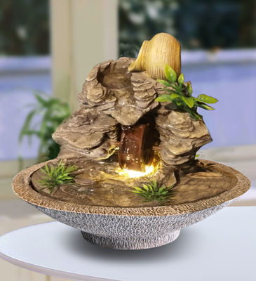 Multi-warna Polyresin Mountain Indoor Fountains Tabletop pemasok