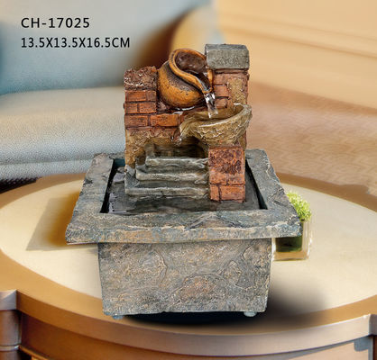 H16.5CM Polyresin Merah Bata Gaya Amerika Fountain Meja Kecil Ornamen Kantor Hadiah Dekorasi Kerajinan Kreativitas pemasok