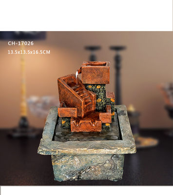 H16.5CM Polyresin Merah Bata Gaya Amerika Fountain Meja Kecil Ornamen Kantor Hadiah Dekorasi Kerajinan Kreativitas pemasok