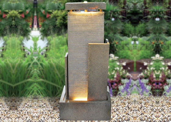46 Inch Garden Sandstone Outdoor Fountain Dengan Lampu pemasok