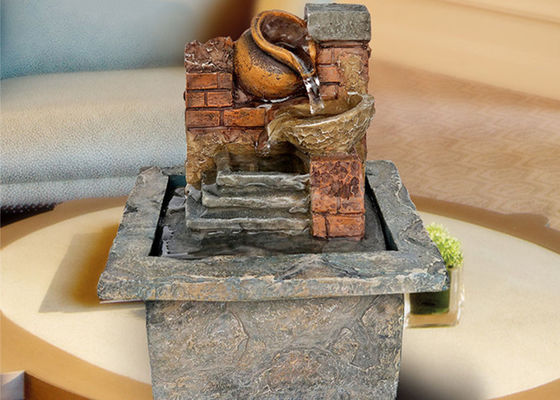 H16.5CM Polyresin Merah Bata Gaya Amerika Fountain Meja Kecil Ornamen Kantor Hadiah Dekorasi Kerajinan Kreativitas pemasok