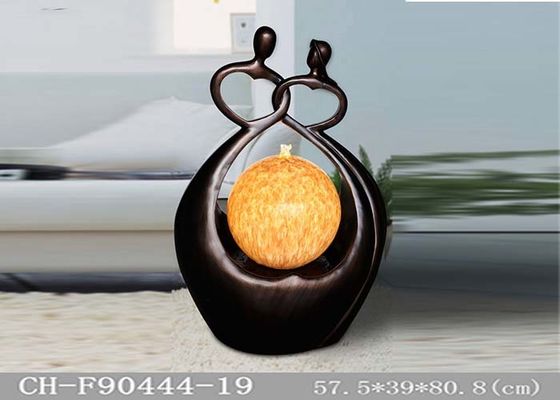 Lampu Air Mancur Indoor Brown Gold Polyresin Dengan Bola Tengah pemasok