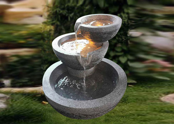Fiberglass Tiga Mangkuk Led Air Terjun Air Mancur Terlihat Batu Alam pemasok