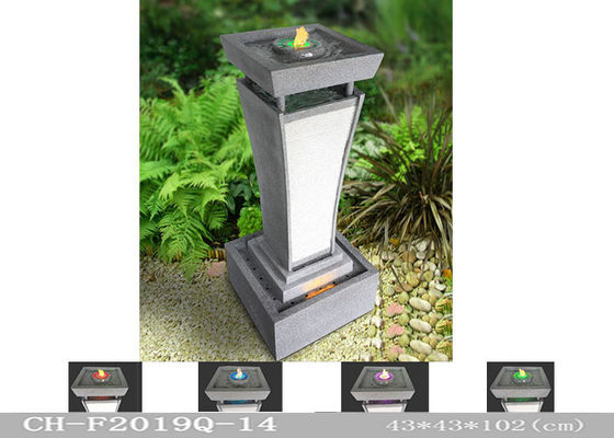 Kolom Persegi Panjang Air Mancur Lampu Led Warna-warni Batu Pasir pemasok